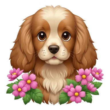 Cocker spaniel with a with flowers sticker