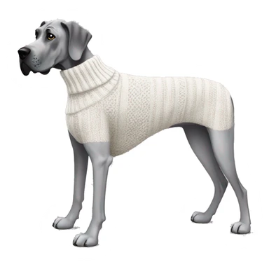 Grey Great Dane wearing a knitted white sweater  sticker