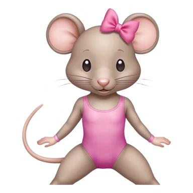 rat with a pink bow wearing a gymnastics leotard sticker