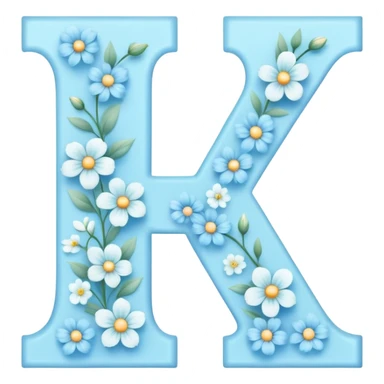 Light-blue flowery romantic alphabet letter sticker