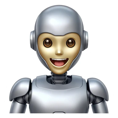 Closeup of a Humanoid Robot Smiling eyes, Screaming with Laughter sticker