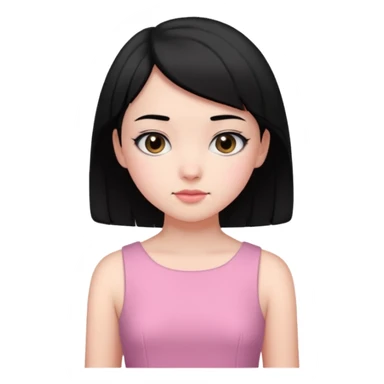 Un emoji de una. Chica adolescente vestido rosado pelo corto negro casi por los hombros sticker