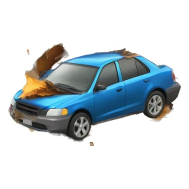 A car crashes into a house sticker