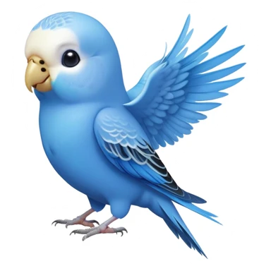 adorable-[budgie]-realistic-full-body-perched-emoji,-wings-tucked-neatly,-head-tilted-dramatically,-sleek-[blue]-feathers,-simplified-yet-realistic-focused-features,-highly-detailed,-glowing-with-an-almost-sarcastic-glow sticker