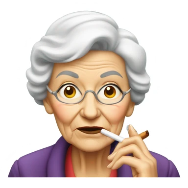 Old lady smoking a cigarette  sticker