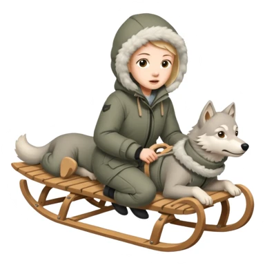 wolves pulling person on sled sticker