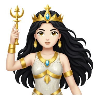 Nike, Goddess of Victory from Gods and Goddesses with long black hair, white and gold sequin outfit sticker