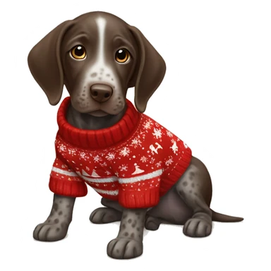 German shorthaired pointer puppy wearing Christmas sweater  sticker