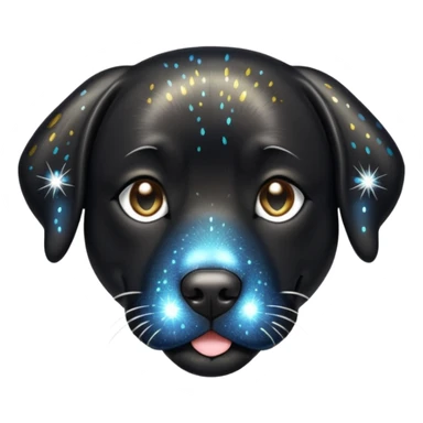 Black lab with sparkly metallic fur sticker