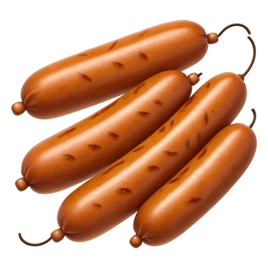 Three sausages linked together in the ends.
Apple emoji style sticker