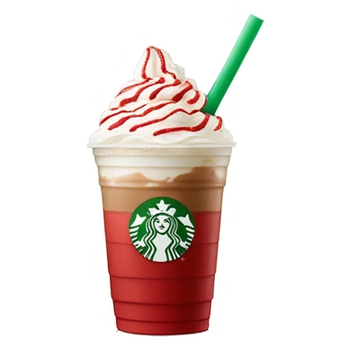 Peppermint Starbucks Frappuccino with one straw and red pieces in the drink sticker