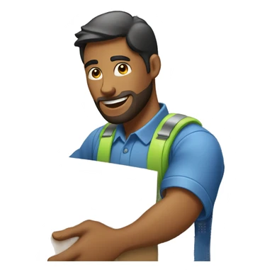 a man packing an item to a box sticker