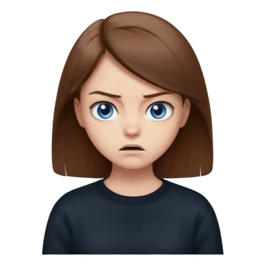 fille cheveux lisse brune yeux bleu pull noir qui regarde mal sticker