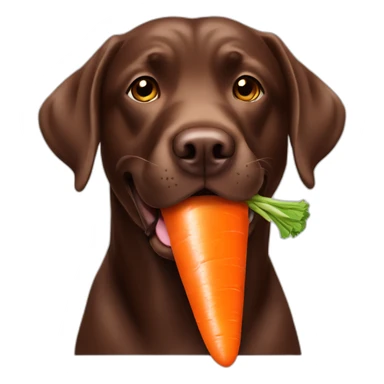 Chocolate labrador eating carrot sticker