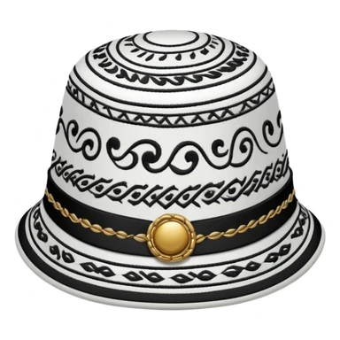 Tashkent style doppa hat with white background and black swirling patterns sticker