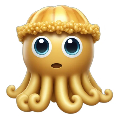 Peanut butter baby 3d jellyfish cute wearing a crown sticker