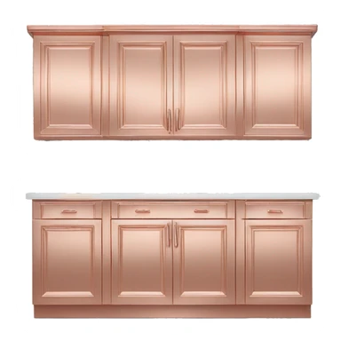 Realistic front facing rose gold hanging kitchen cabinets with flower pattern print on them. sticker