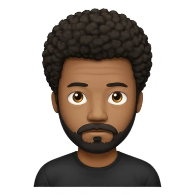 black man with beard, mustache, and short afro frowing wearing a black tee sticker
