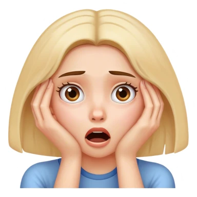 Shocked girl face and hands on face, big text saying "HELP" sticker