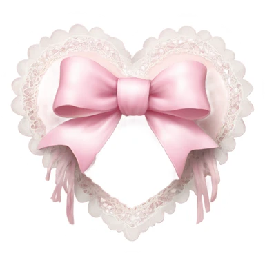 rococo Pastel pink heart with white bow with lace and frills  sticker