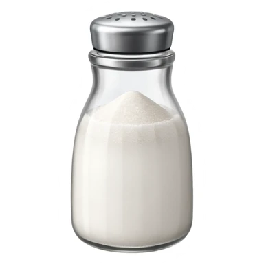 a full salt shaker with "salt" on it sticker