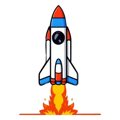 Mini spaceship blasting off with fire sticker