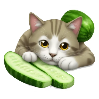 Cat relaxing while keeping cucumber to eyes sticker