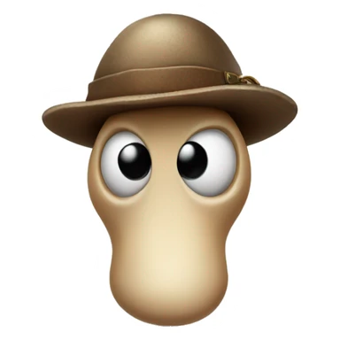 mushroom cartoon with eyes and mouth, wearing indiana jones outfit sticker