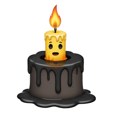 Minimalist emoji-style sticker of a candle with a broken or melted top and rising black smoke. No flame. Matte style. sticker