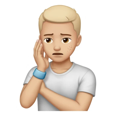 Person rubbing painful wrist with pained expression sticker