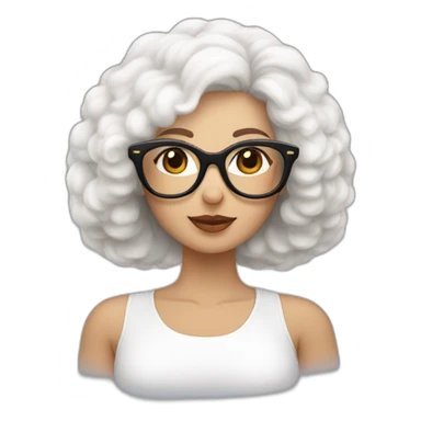mujer con gafas pelo largo piel blanca con bichon maltés blanco sticker