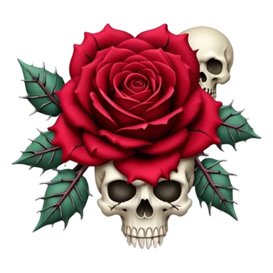 gothic rose with skulls and thorns  sticker