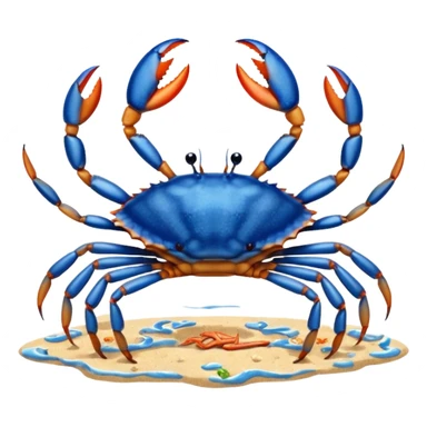 A blue crab with eight legs and two pincers sticker