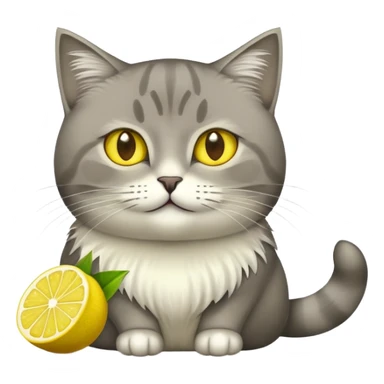 Chat gris avec un citron sticker