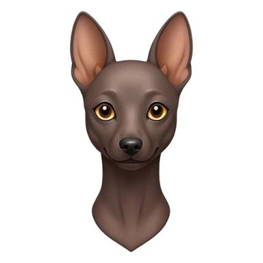 Cinematic Noble Xoloitzcuintle dog Portrait Emoji, Poised and regal, with a sleek, muscular build and smooth, hairless ebony skin accented by subtle wrinkles, deep-set soulful dark eyes, Simplified yet sharp and sophisticated features, highly detailed, glowing with a soft, dignified glow, high shine, intelligent and loyal, stylized with an air of ancient grace, focused and attentive, soft glowing outline, capturing the essence of a watchful and confident guardian, so majestic it feels as though it could stride out of the screen with effortless authority! sticker