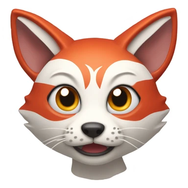 red and white kitsune head, amazed sticker