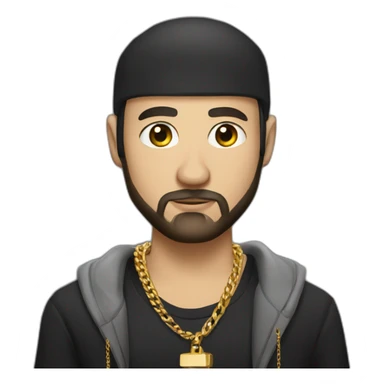 Russian male thug wearing gold chain with black short hair and short beard sticker