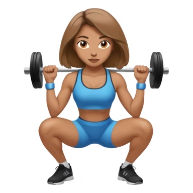 Beautiful woman with light brown shoulder length hair popping a squat without any weights sticker