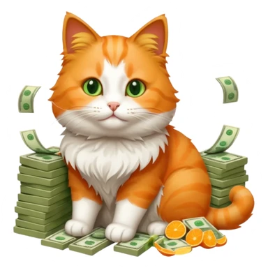 Cute cat surrounded by money sticker