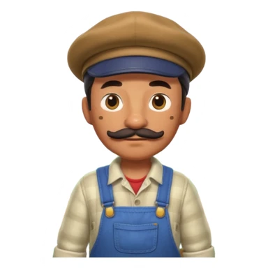 ANIMAL CROSSING CHARACTER ONLY: human famer with a beret and a mustache in the aninal crossing world 3d sticker