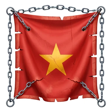 red flag with chainsmaking a square in his center sticker