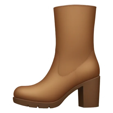 Light brown chunky heeled boots rectangle toe sticker