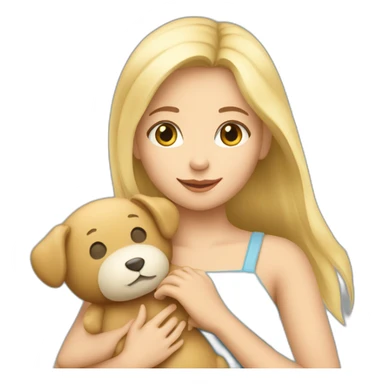 Une fille blonde avec un doudou dans les mains sticker