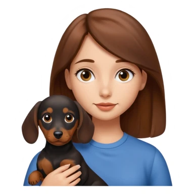 brown hair girl with black and tan dachshund puppy sticker