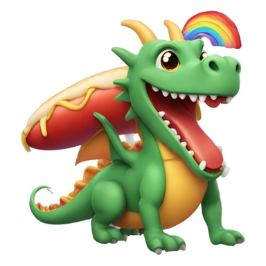 Dragon riding a hotdog with rainbow sticker