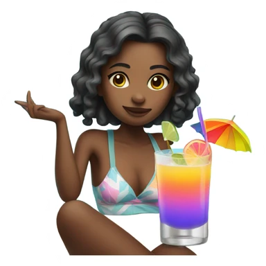 Girl in a pool with a cocktail  sticker