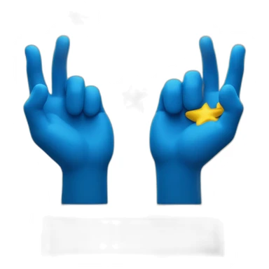 monument of two blue hands holding three yellow stars sticker