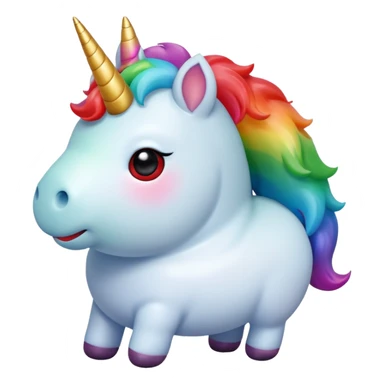 Small chubby unicorn coloured jade, black and red eyes, farting rainbow sticker