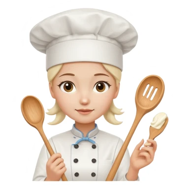 Young female baker - wearing a white chef's hat and holding a cream piping bag sticker