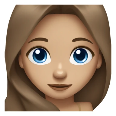 Brown haired straight long hair brown eyes girl  holding a brown and beige pomsky with blue eyes sticker